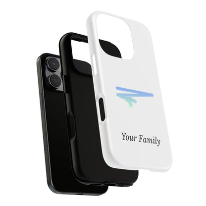 Phone Case — Minimal Blue Brush Family Design, Personalized ‘Your Family’ Protective Case