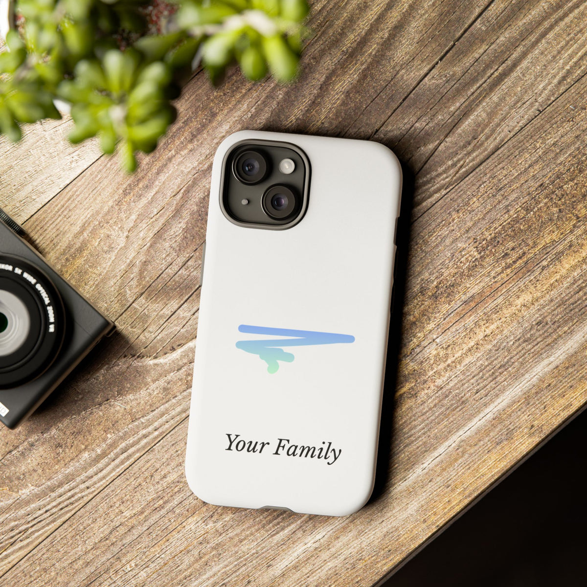 Phone Case — Minimal Blue Brush Family Design, Personalized ‘Your Family’ Protective Case