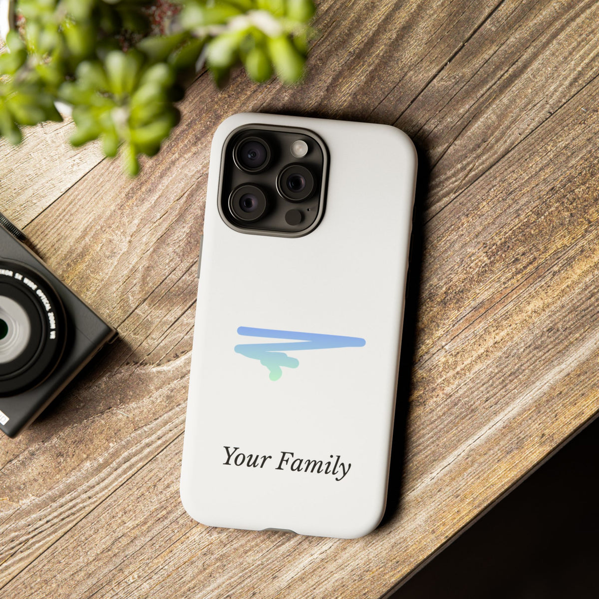 Phone Case — Minimal Blue Brush Family Design, Personalized ‘Your Family’ Protective Case