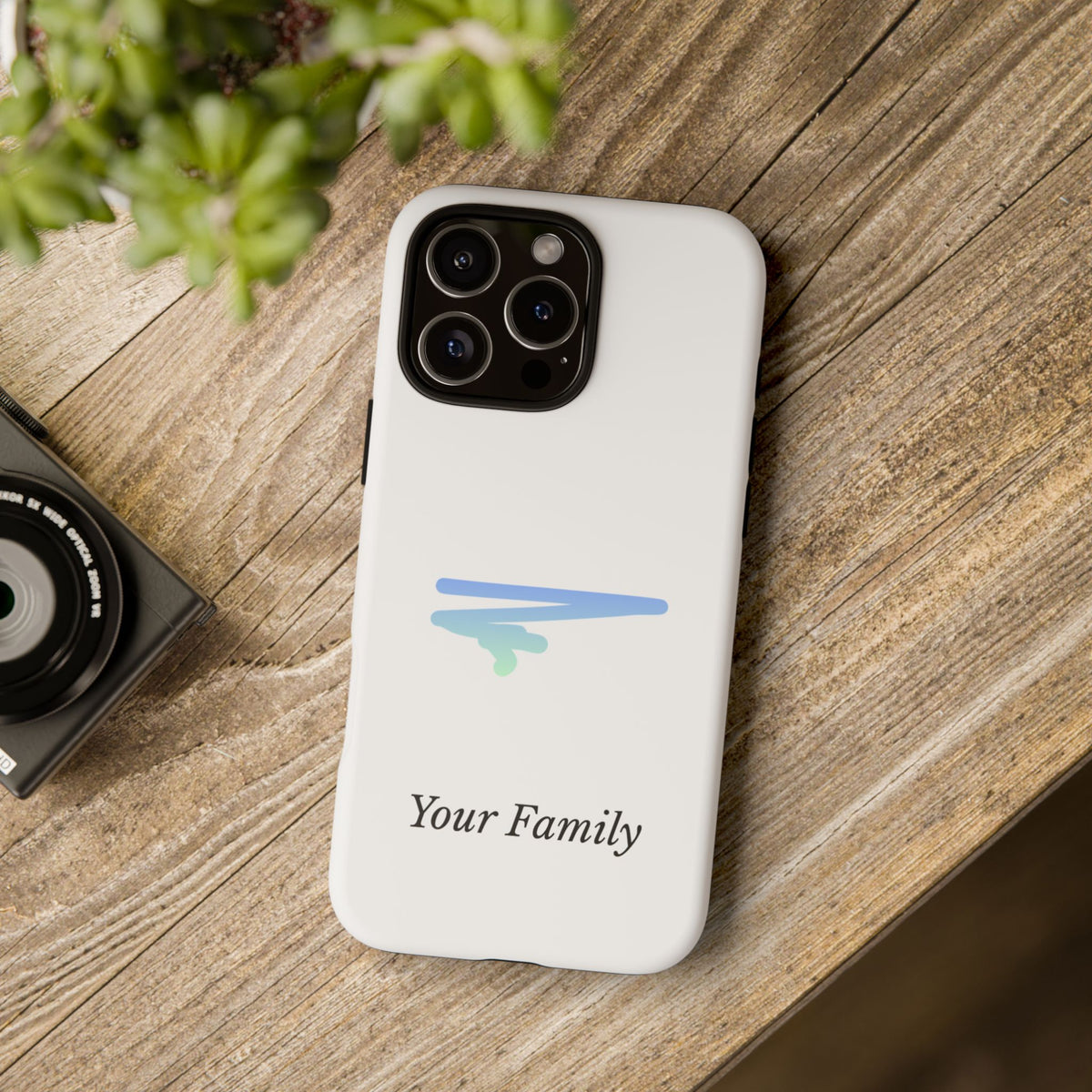 Phone Case — Minimal Blue Brush Family Design, Personalized ‘Your Family’ Protective Case