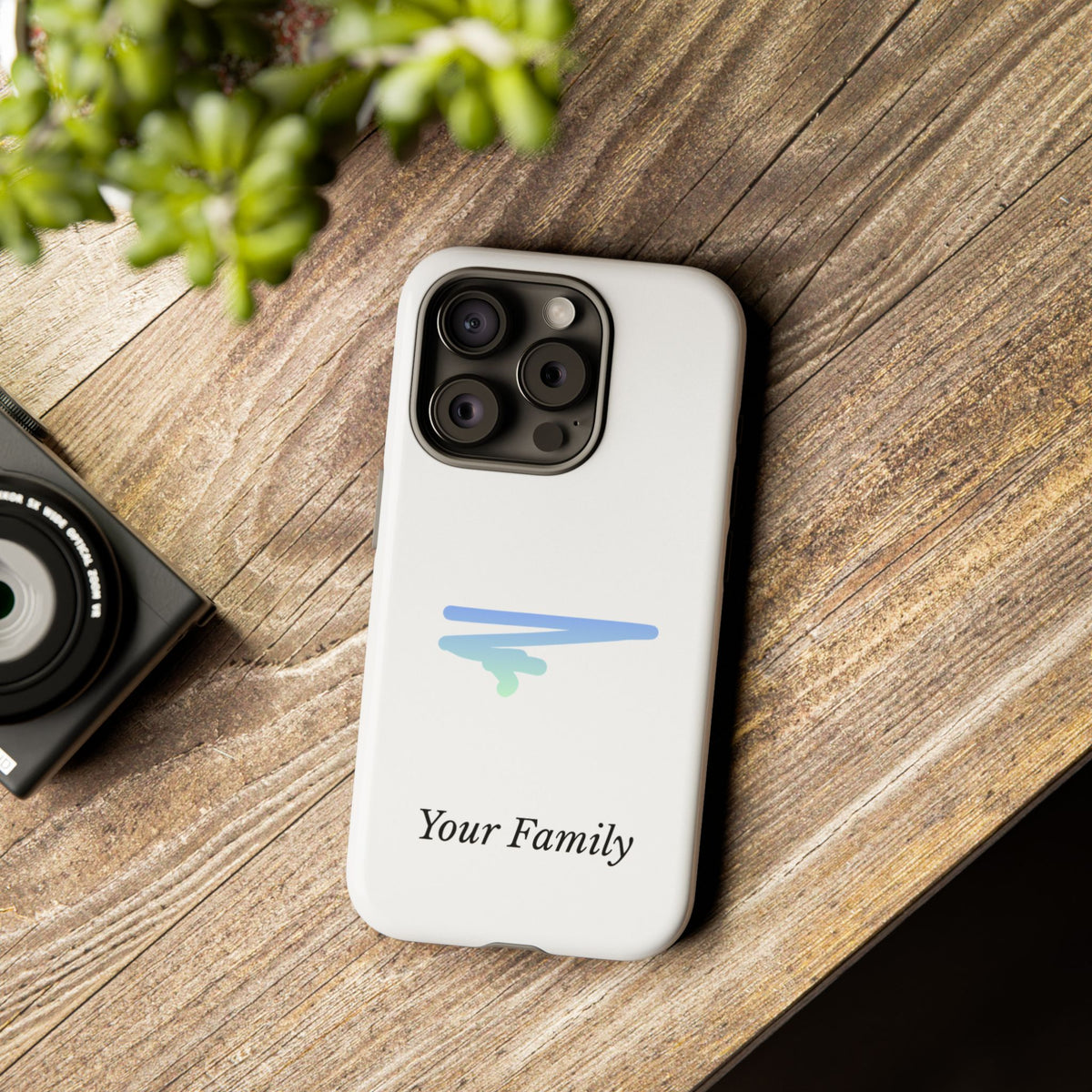 Phone Case — Minimal Blue Brush Family Design, Personalized ‘Your Family’ Protective Case