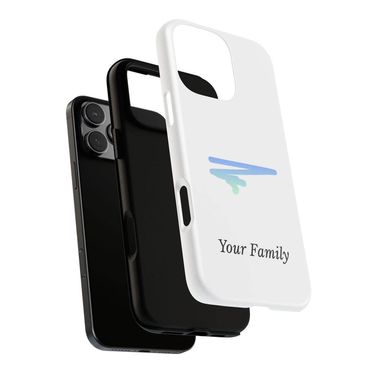 Phone Case — Minimal Blue Brush Family Design, Personalized ‘Your Family’ Protective Case