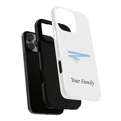 Phone Case — Minimal Blue Brush Family Design, Personalized ‘Your Family’ Protective Case