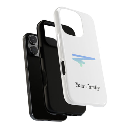 Phone Case — Minimal Blue Brush Family Design, Personalized ‘Your Family’ Protective Case