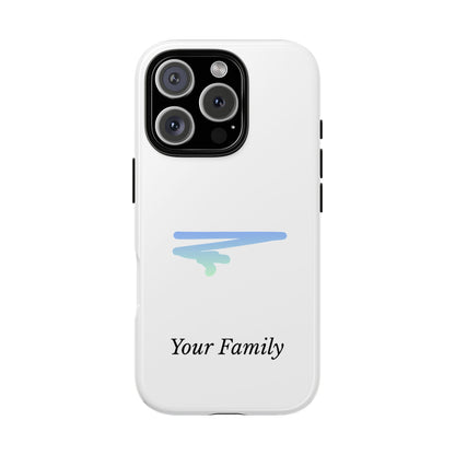 Phone Case — Minimal Blue Brush Family Design, Personalized ‘Your Family’ Protective Case