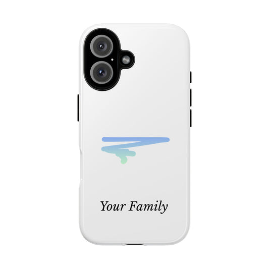Phone Case — Minimal Blue Brush Family Design, Personalized ‘Your Family’ Protective Case