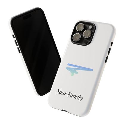 Phone Case — Minimal Blue Brush Family Design, Personalized ‘Your Family’ Protective Case