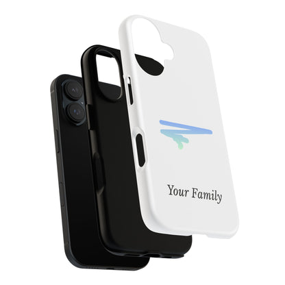 Phone Case — Minimal Blue Brush Family Design, Personalized ‘Your Family’ Protective Case