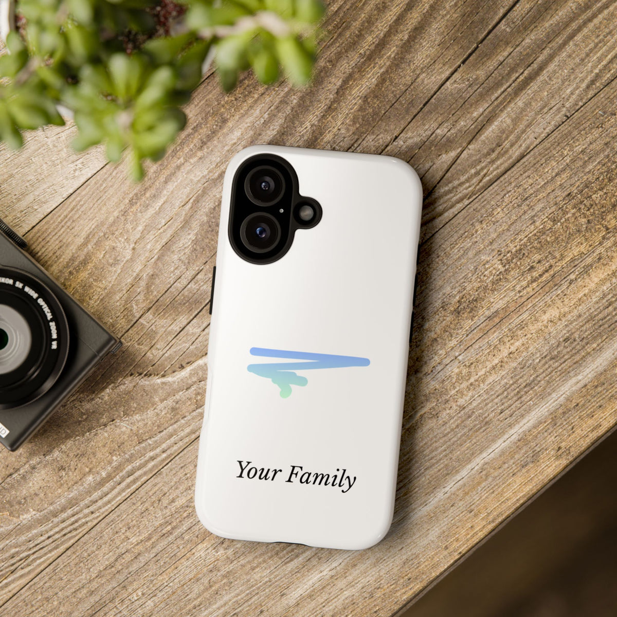 Phone Case — Minimal Blue Brush Family Design, Personalized ‘Your Family’ Protective Case