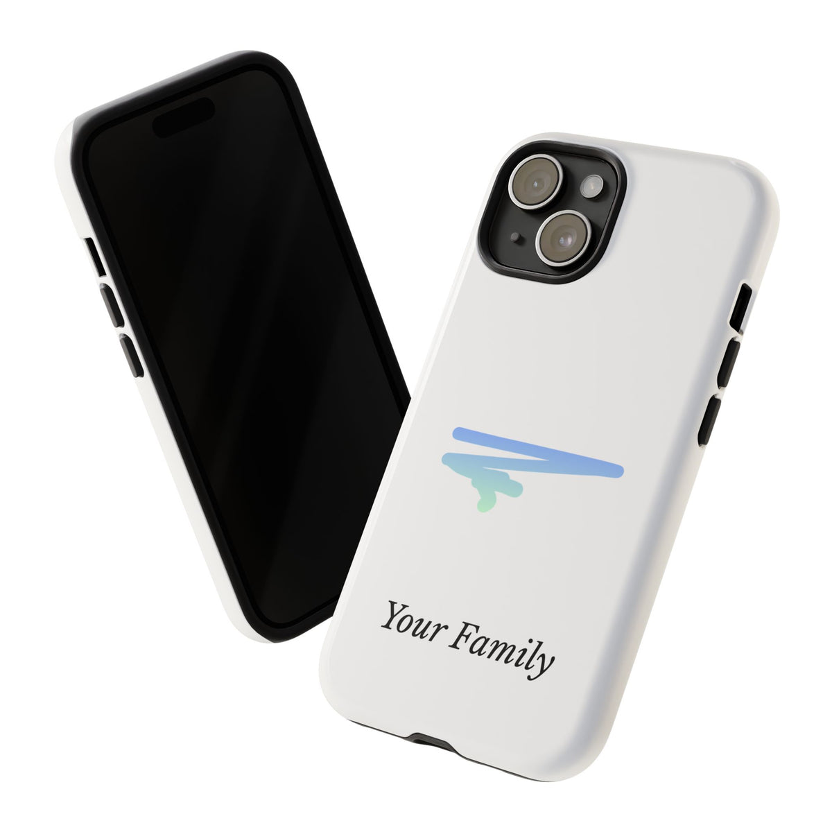 Phone Case — Minimal Blue Brush Family Design, Personalized ‘Your Family’ Protective Case