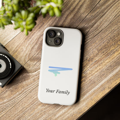 Phone Case — Minimal Blue Brush Family Design, Personalized ‘Your Family’ Protective Case
