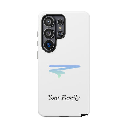 Phone Case — Minimal Blue Brush Family Design, Personalized ‘Your Family’ Protective Case