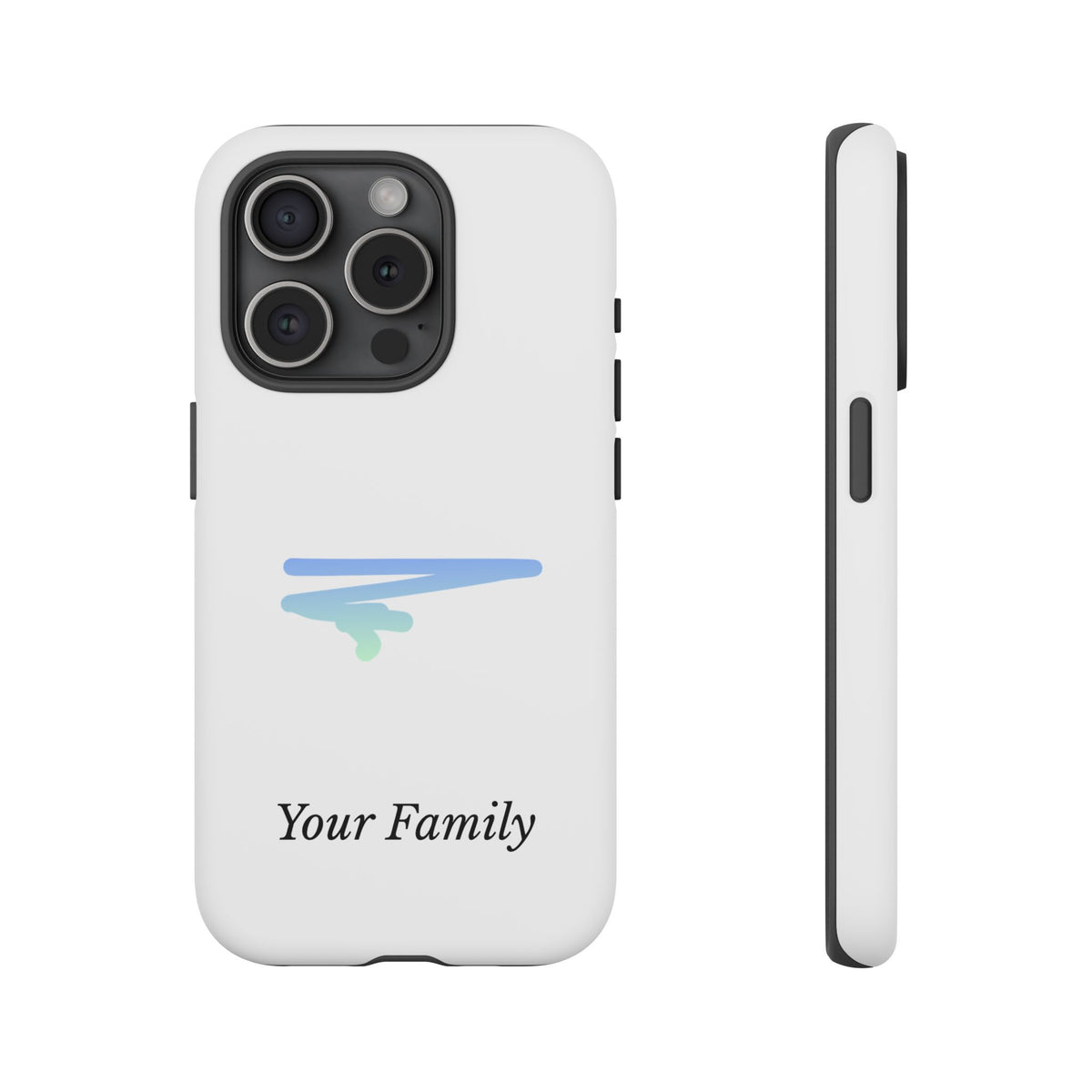 Phone Case — Minimal Blue Brush Family Design, Personalized ‘Your Family’ Protective Case