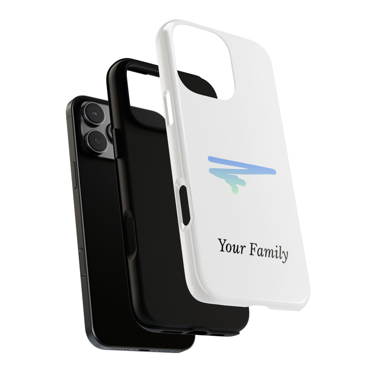 Phone Case — Minimal Blue Brush Family Design, Personalized ‘Your Family’ Protective Case