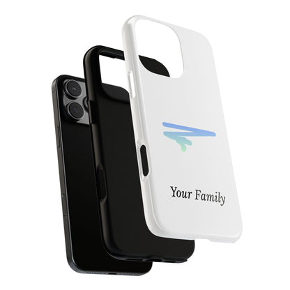 Phone Case — Minimal Blue Brush Family Design, Personalized ‘Your Family’ Protective Case