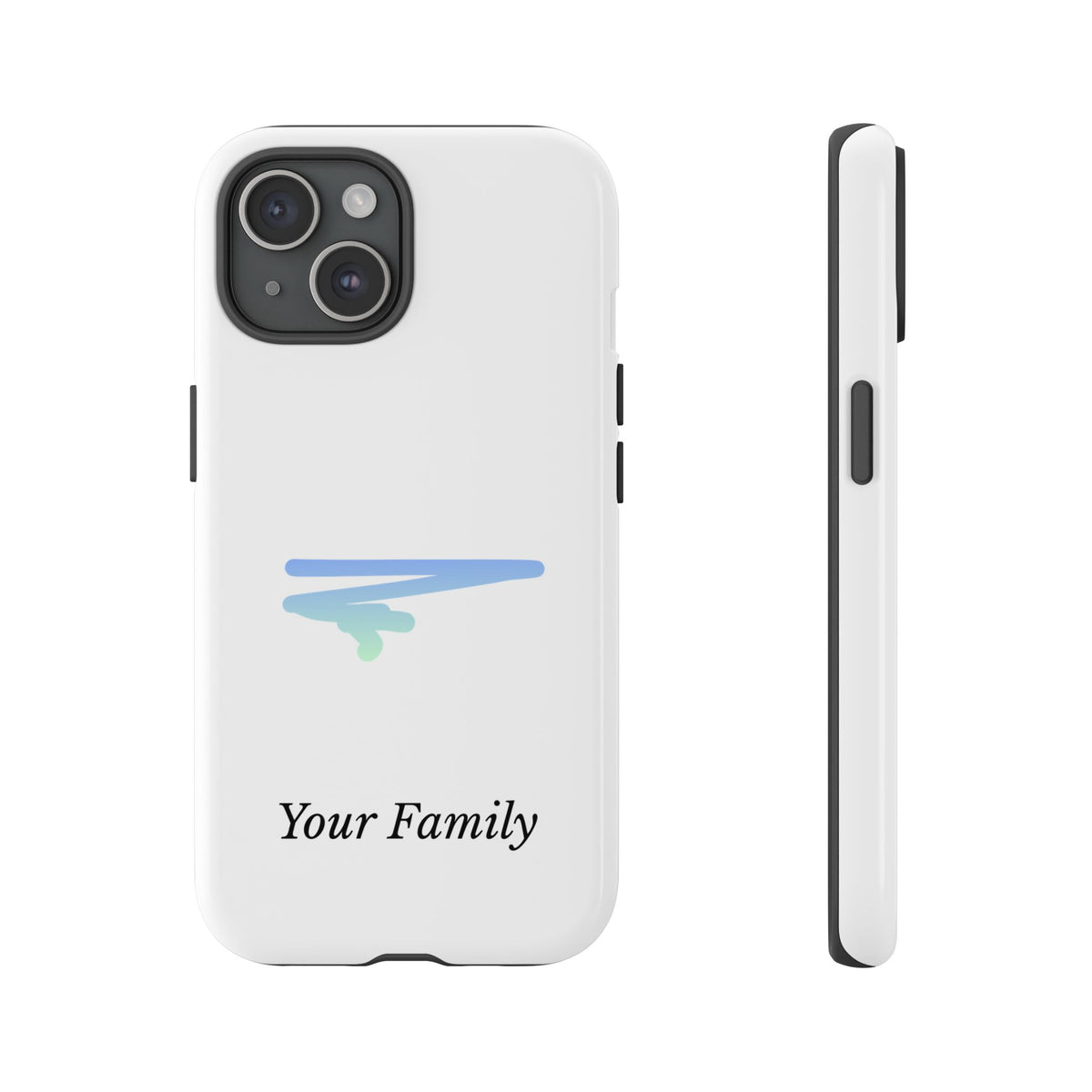 Phone Case — Minimal Blue Brush Family Design, Personalized ‘Your Family’ Protective Case