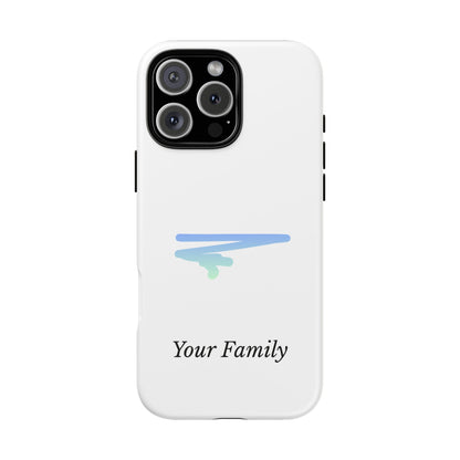 Phone Case — Minimal Blue Brush Family Design, Personalized ‘Your Family’ Protective Case